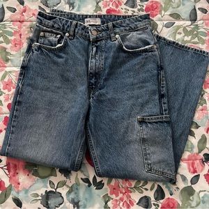 Zara Cargo Straight Denim Jeans